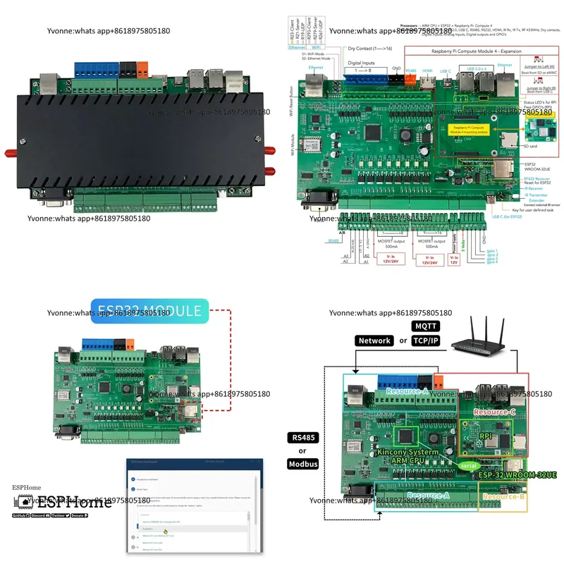 Diy Home Automation Server - KC868-Server Ethernet WLAN RS232 RS485 RF433MHz