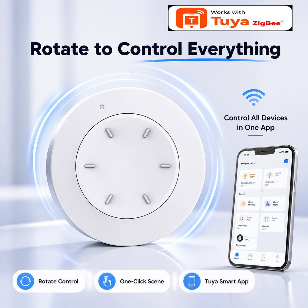 Home Automation Ideas - Intelligenter ZigBee-Drehschalter Kompatibel mit Tuya Smart