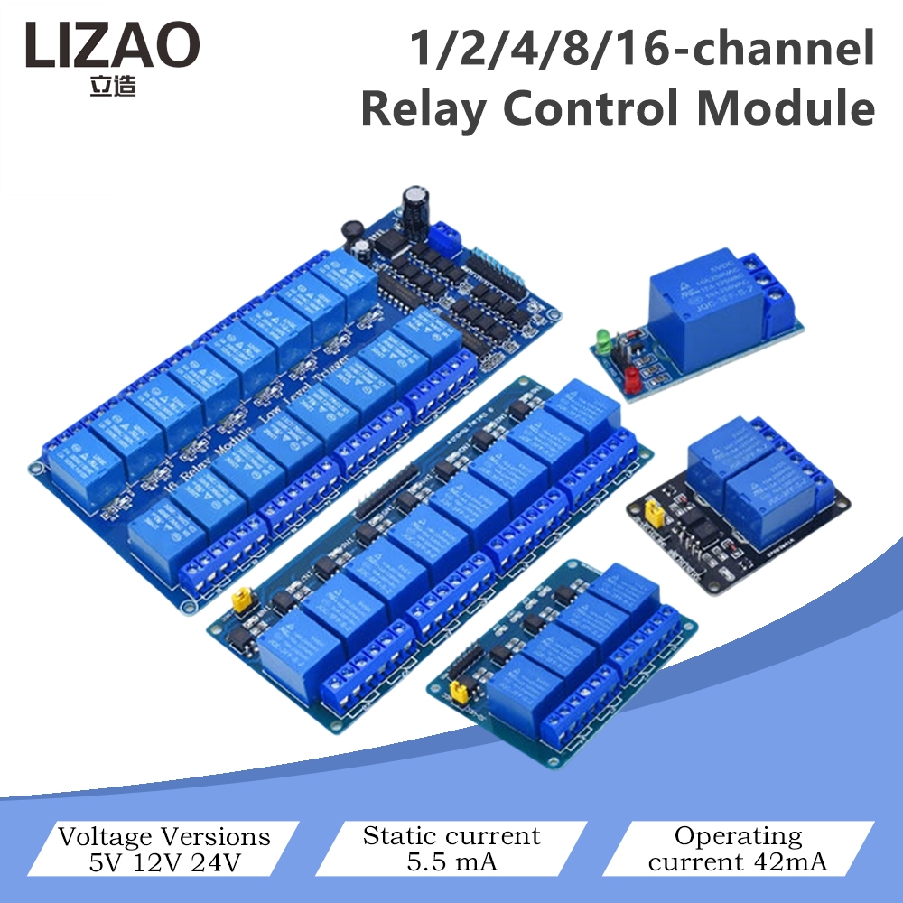 Home Automation Diy Projects - 5V/12V/24V 1/2/4/8/16-Kanal-Relais-Steuermodul, Optisch Isoliertes Low-Level-Trigger-Modul für